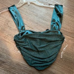 NWOT Emerald Sparkly Corset Top